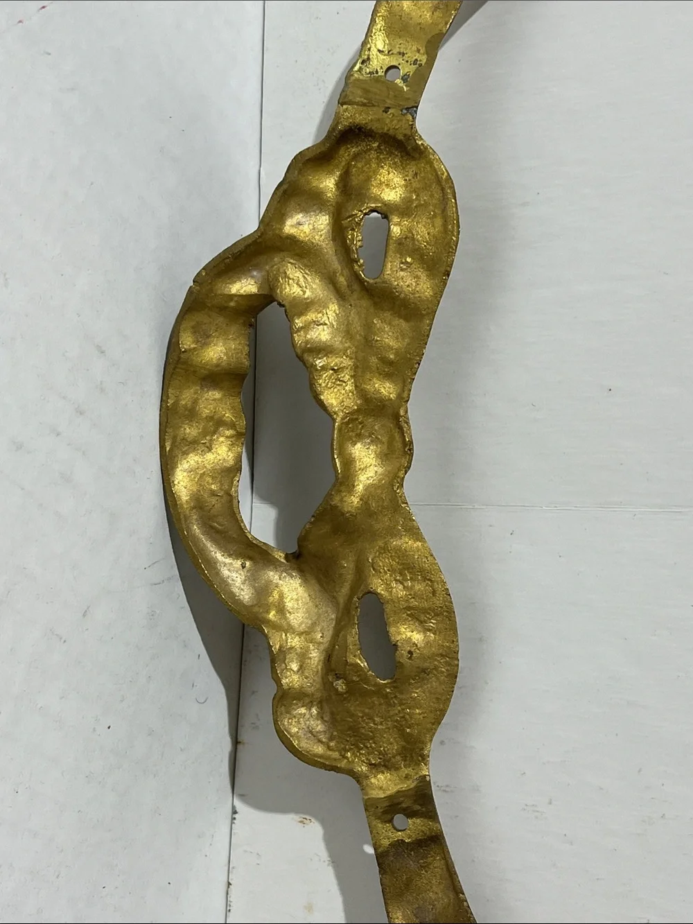 VTG Brass Ribbon Bow Swag Draping Wall Hanging Accent Decor 14.25”x4”